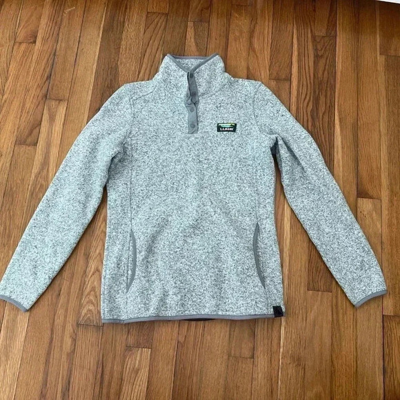 L.L. Bean Sweaters - LL Bean Sweater Women's Misses Gray Fleece Rugged Knit Snap Casual Size XS
